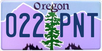 OR license plate 022PNT