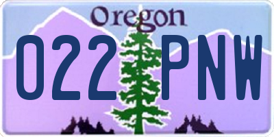 OR license plate 022PNW