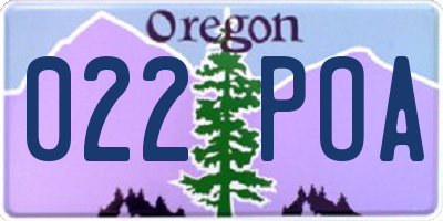OR license plate 022POA