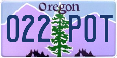 OR license plate 022POT