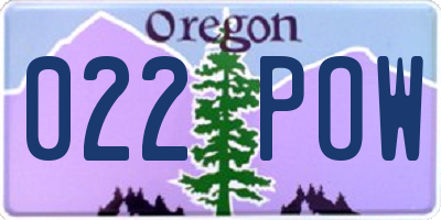 OR license plate 022POW