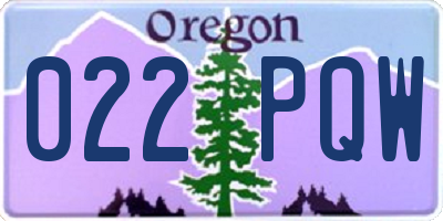 OR license plate 022PQW
