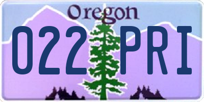 OR license plate 022PRI