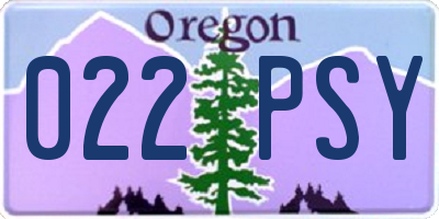 OR license plate 022PSY