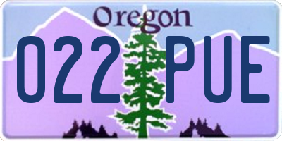 OR license plate 022PUE