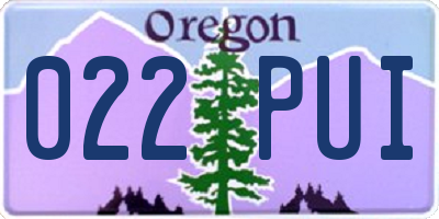 OR license plate 022PUI