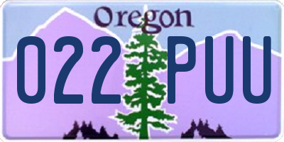 OR license plate 022PUU