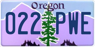 OR license plate 022PWE