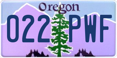 OR license plate 022PWF