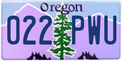 OR license plate 022PWU
