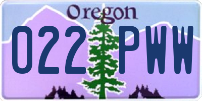 OR license plate 022PWW