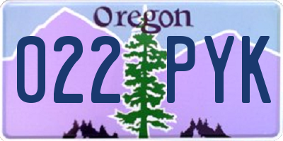 OR license plate 022PYK
