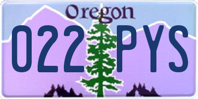 OR license plate 022PYS