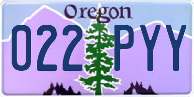 OR license plate 022PYY
