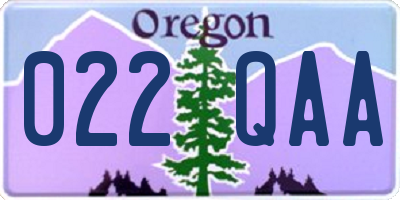 OR license plate 022QAA