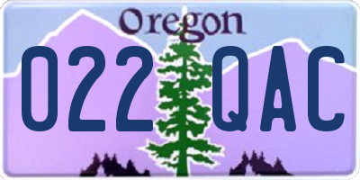 OR license plate 022QAC