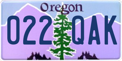 OR license plate 022QAK