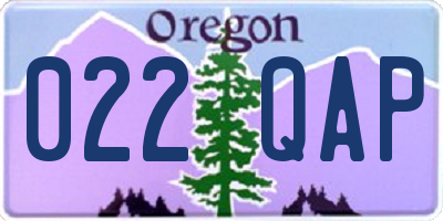 OR license plate 022QAP