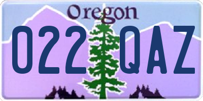 OR license plate 022QAZ