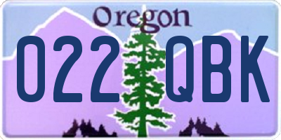 OR license plate 022QBK