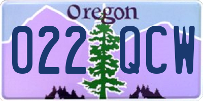 OR license plate 022QCW