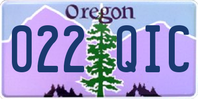 OR license plate 022QIC