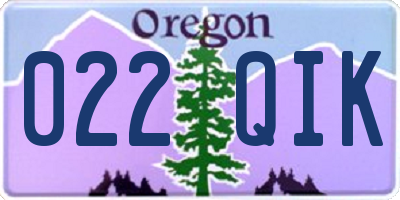 OR license plate 022QIK
