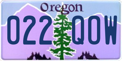 OR license plate 022QOW