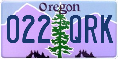 OR license plate 022QRK