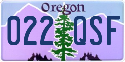 OR license plate 022QSF