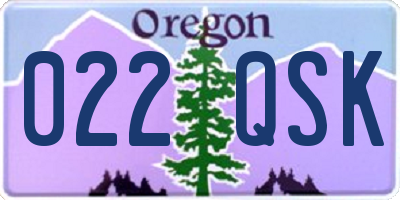 OR license plate 022QSK