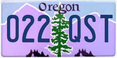 OR license plate 022QST