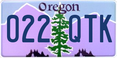 OR license plate 022QTK