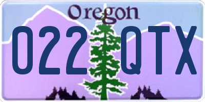 OR license plate 022QTX