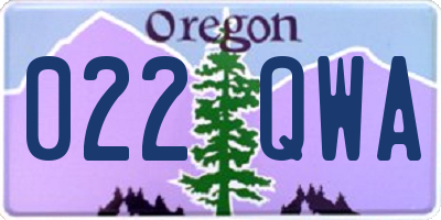 OR license plate 022QWA