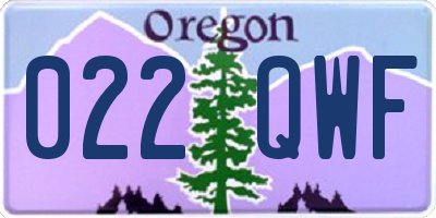 OR license plate 022QWF