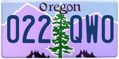 OR license plate 022QWO