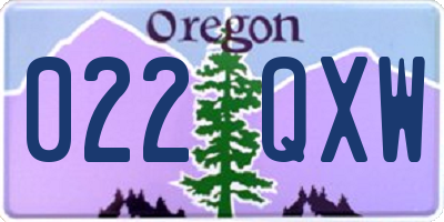 OR license plate 022QXW