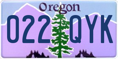 OR license plate 022QYK