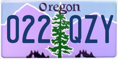 OR license plate 022QZY