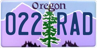 OR license plate 022RAD