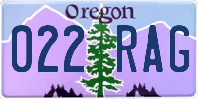 OR license plate 022RAG