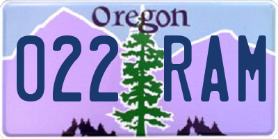 OR license plate 022RAM