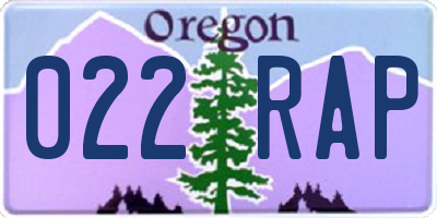 OR license plate 022RAP