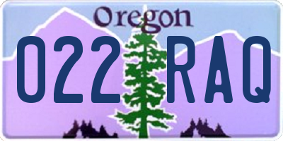OR license plate 022RAQ