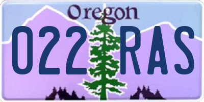 OR license plate 022RAS