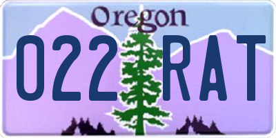 OR license plate 022RAT