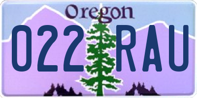 OR license plate 022RAU