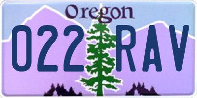 OR license plate 022RAV