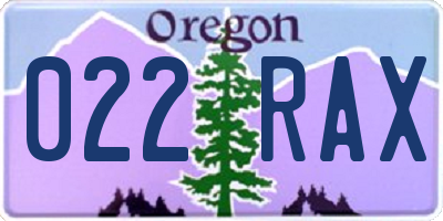 OR license plate 022RAX